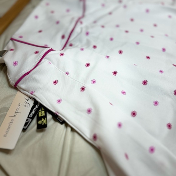 NWT Nanette Lepore White Tennis Skirt Skort w Hot Pink Sunbursts Size Small - Picture 9 of 15